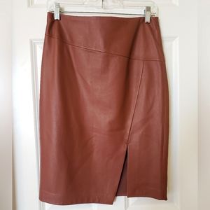 White House Black Market Mahogany Leather Skirt - Size 4